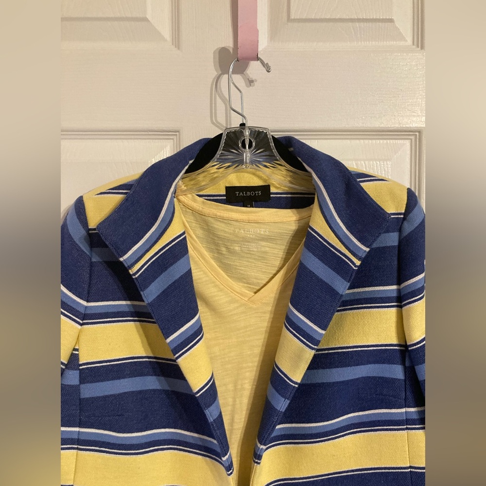 Talbots top and blazer in blue and yellow, size large